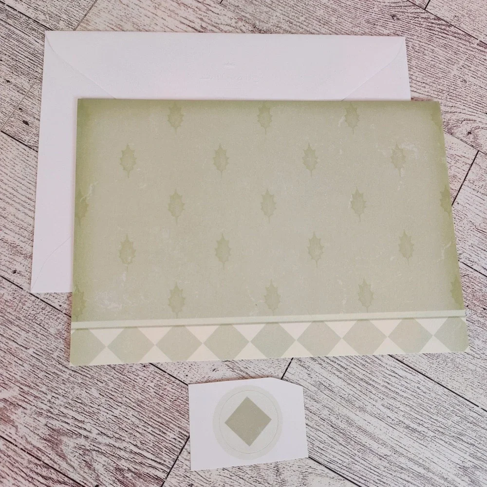 Sage Green Diamond Hallmark Expressions Blank Note‎ Card Set Seal Any Occasion